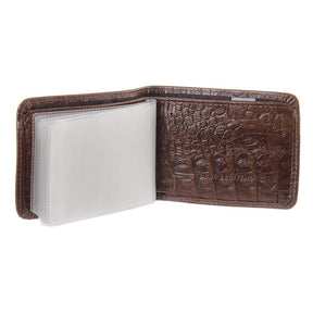 Carteira Masculina Premium Couro Jacaré Marrom Café DH Couros Estilosa