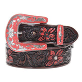 Cinto Feminino Country Master Couro Marrom Bordado Strass Fivela Removível