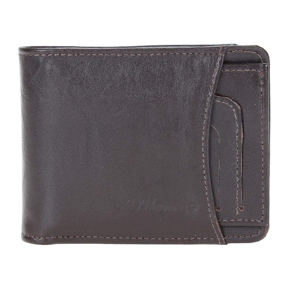 Carteira Masculina DH Couros Couro Legítimo Café Compacta 8 Cartões Porta-Moedas