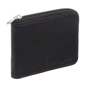 Carteira Masculina Cow Way Preta de Couro Genuíno com Zíper e 7 Compartimentos