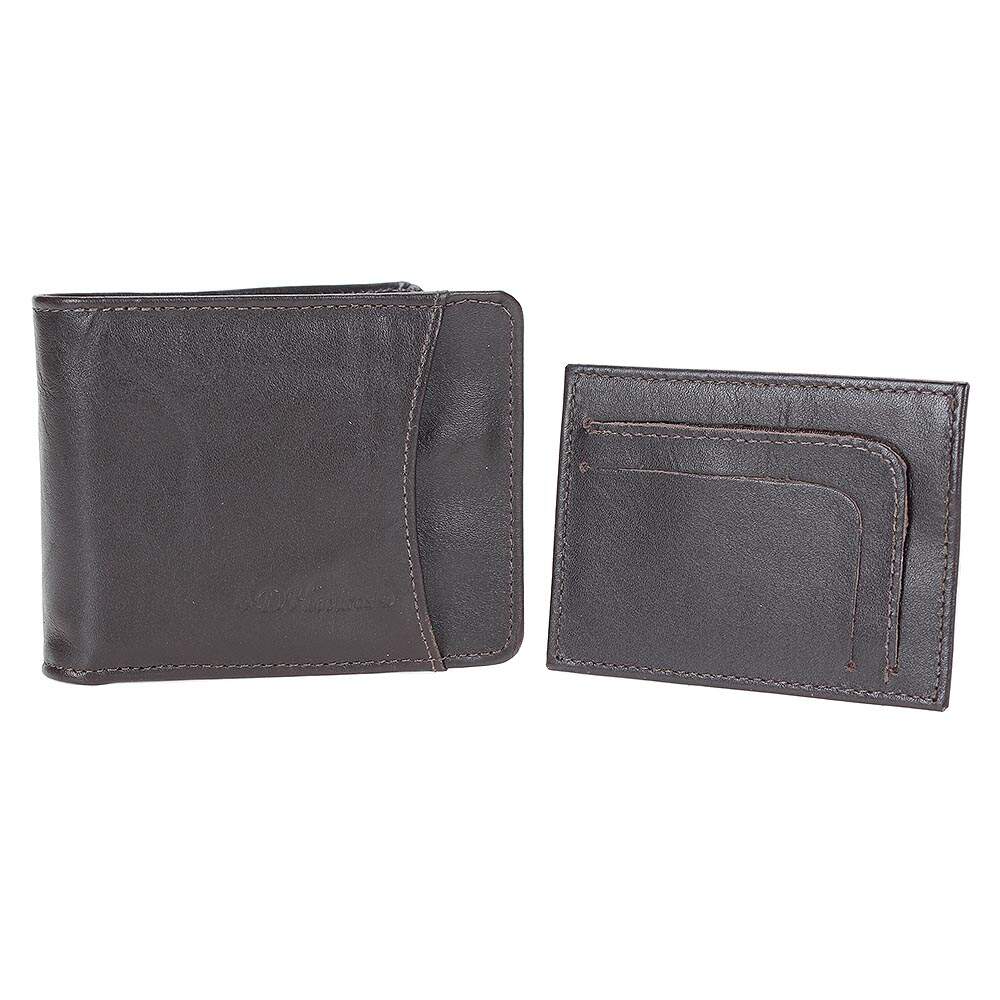 Carteira Masculina DH Couros Couro Legítimo Café Compacta 8 Cartões Porta-Moedas