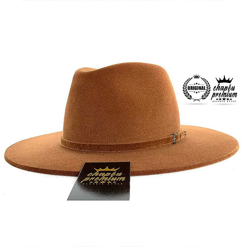 Chapéu Fedora Marrom Unissex Aveludado Aba Reta 7,5cm Estiloso Premium