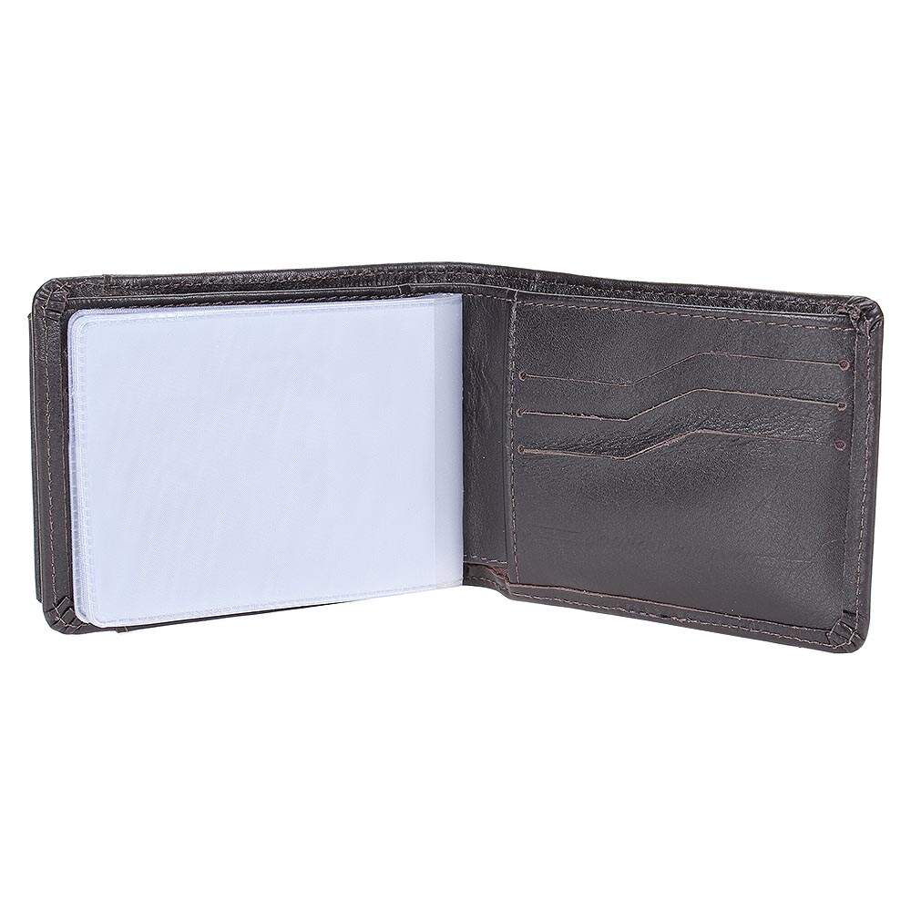 Carteira Masculina DH Couros Couro Legítimo Café Compacta 8 Cartões Porta-Moedas