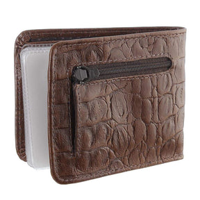 Carteira Masculina Premium Couro Jacaré Marrom Café DH Couros Estilosa