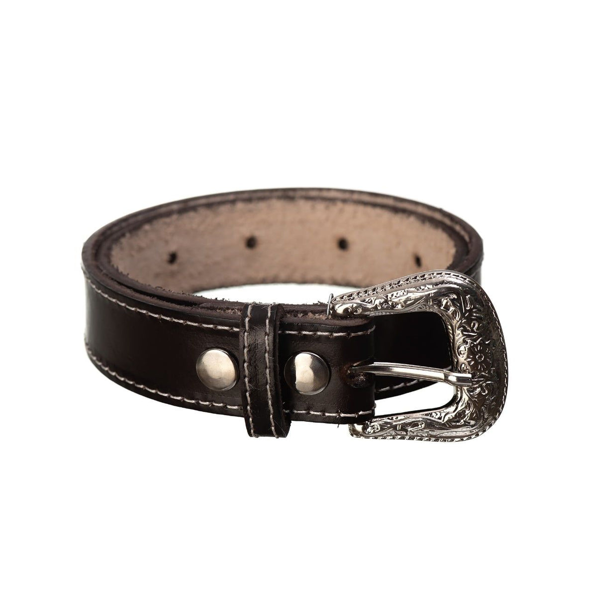 Cinto Infantil Campero Liso Café Couro Legítimo Fivela Simples Ajustável