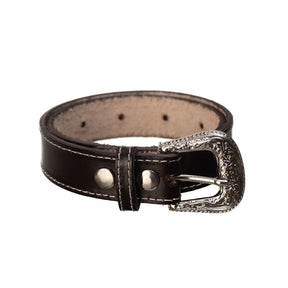 Cinto Infantil Campero Liso Café Couro Legítimo Fivela Simples Ajustável