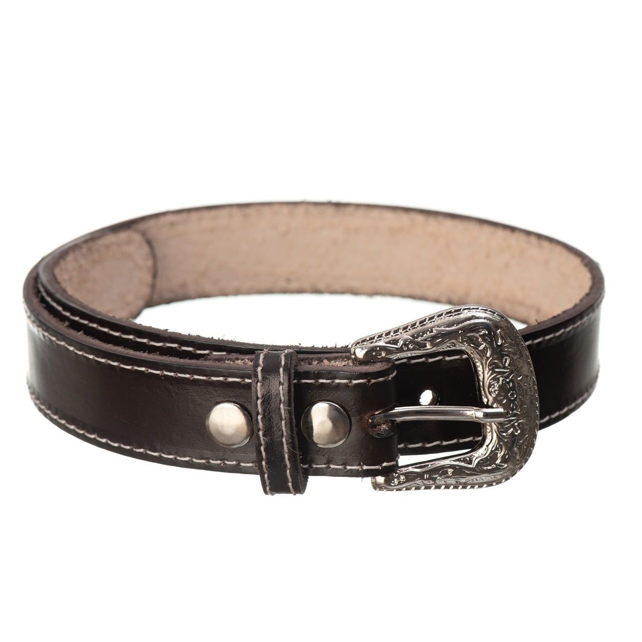 Cinto Infantil Campero Liso Café Couro Legítimo Fivela Simples Ajustável