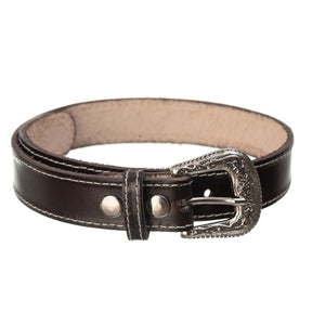 Cinto Infantil Campero Liso Café Couro Legítimo Fivela Simples Ajustável