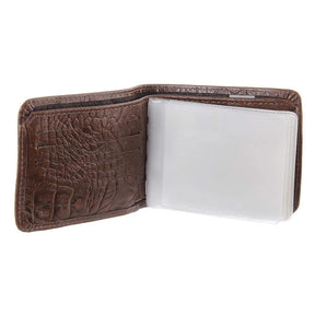 Carteira Masculina Premium Couro Jacaré Marrom Café DH Couros Estilosa