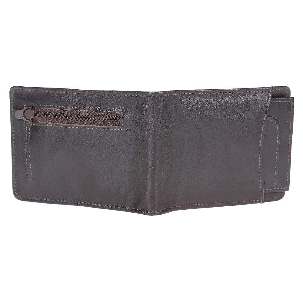 Carteira Masculina DH Couros Couro Legítimo Café Compacta 8 Cartões Porta-Moedas