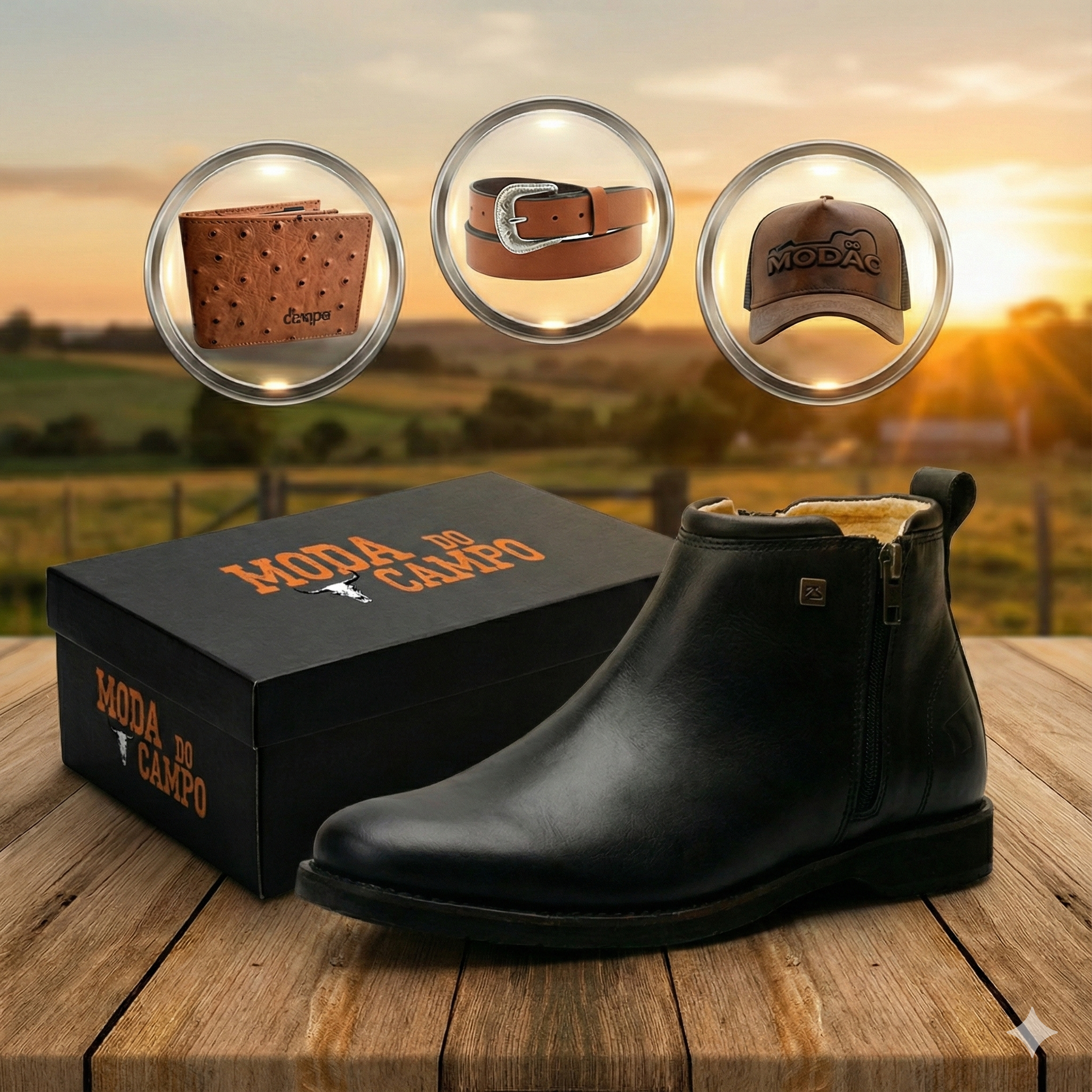 Bota Casual Masculina em Couro ZB - (Palmilha Ortopédica) + Brindes