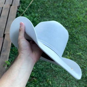 Chapéu Country Pralana Branco Lã Premium Aba 11cm Copa 12cm Unissex