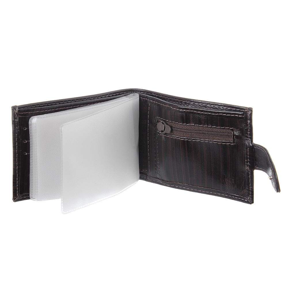 Carteira Masculina de Couro Marrom DH Couros: Porta Moedas, Zíper Interno, Compacta e Segura