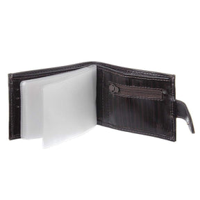 Carteira Masculina de Couro Marrom DH Couros: Porta Moedas, Zíper Interno, Compacta e Segura