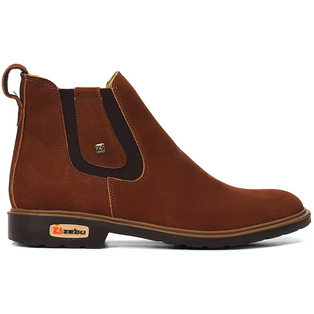 Botina Zebu Original 90040 Gel Couro Terra Masculina Conforto Rodeio Campo