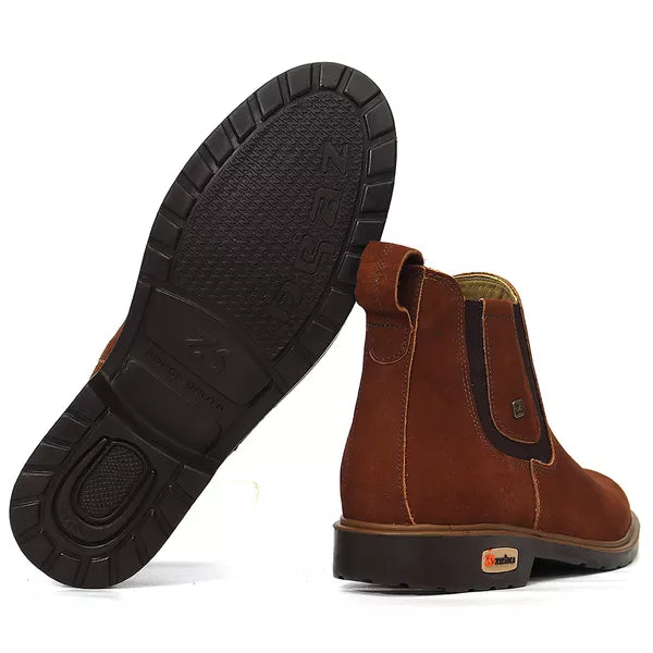 Botina Zebu Original 90040 Gel Couro Terra Masculina Conforto Rodeio Campo