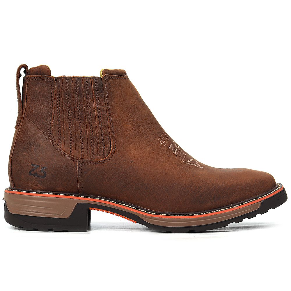 Botina Zebu Original 93020 Couro Genuíno Terra com Palmilha Gel Conforto