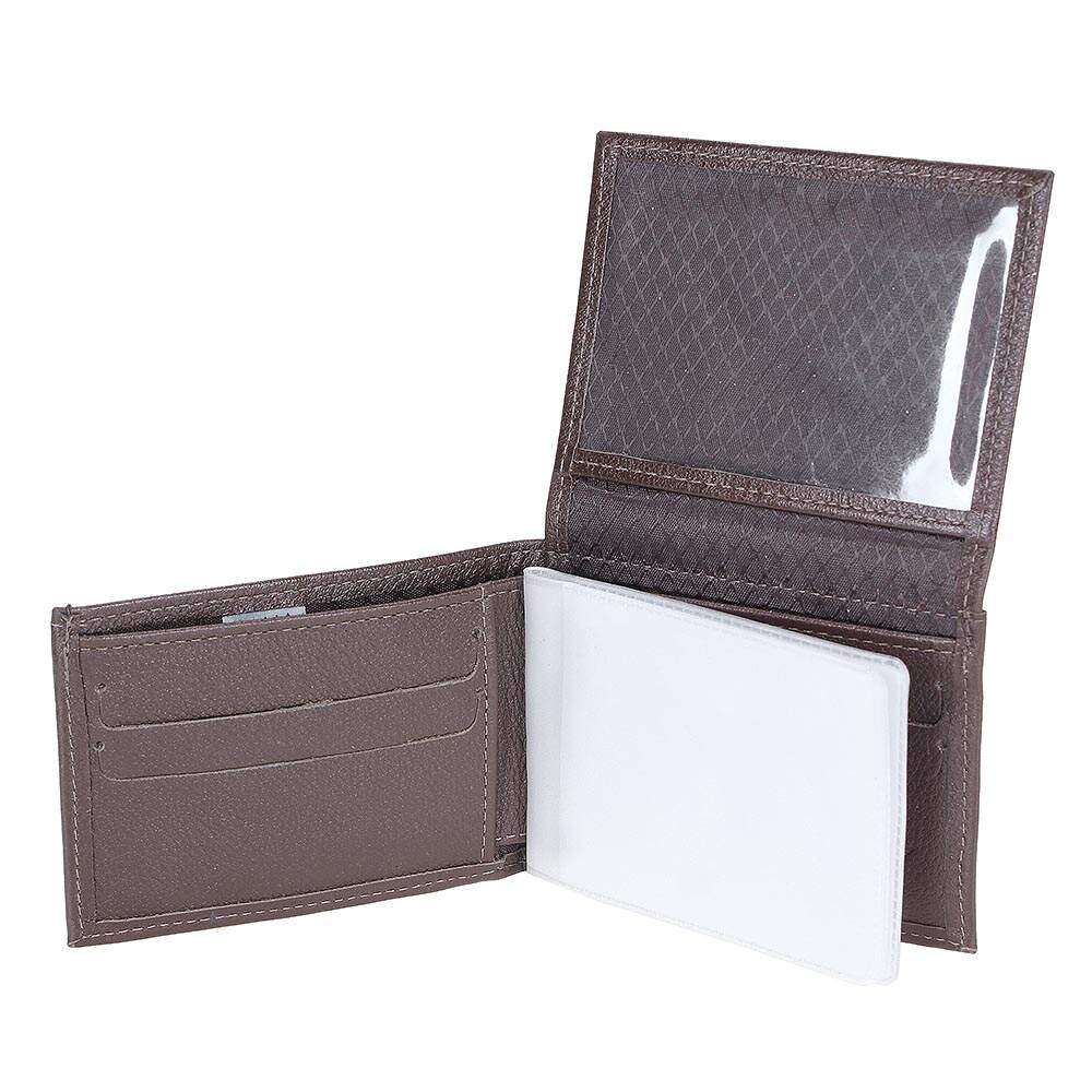 Carteira de Bolso DH Couros Masculina em Couro Legítimo Marrom com 14 Compartimentos