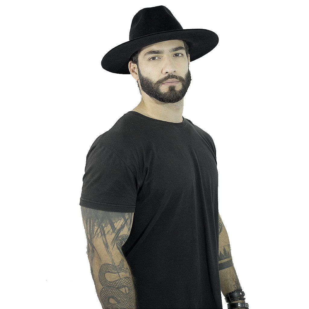 Chapéu Fedora Preto Edição Skull Caveira Fosca Aba Reta 7cm Unissex Estiloso