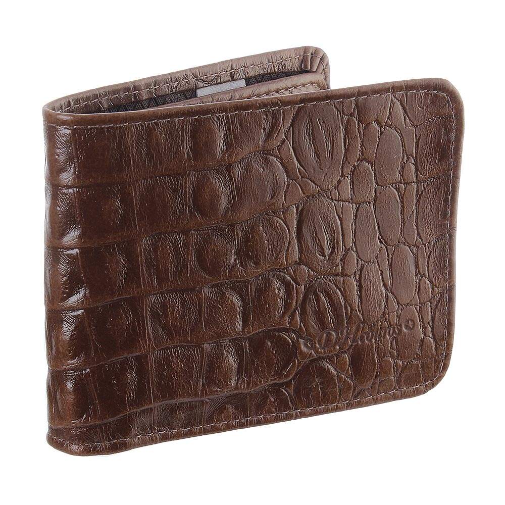 Carteira Masculina Premium Couro Jacaré Marrom Café DH Couros Estilosa