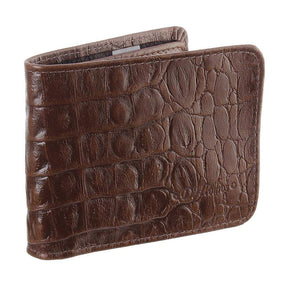 Carteira Masculina Premium Couro Jacaré Marrom Café DH Couros Estilosa