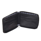 Carteira Masculina Cow Way Preta de Couro Genuíno com Zíper e 7 Compartimentos