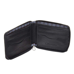 Carteira Masculina Cow Way Preta de Couro Genuíno com Zíper e 7 Compartimentos