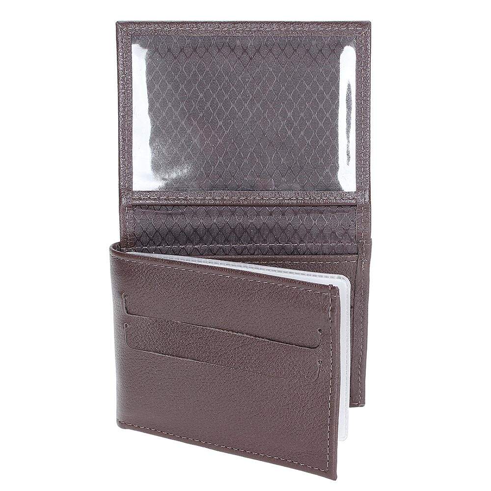 Carteira de Bolso DH Couros Masculina em Couro Legítimo Marrom com 14 Compartimentos