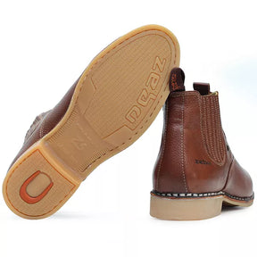 Botina Zebu Original Vira Francesa Whisky Couro Floater Premium Masculina