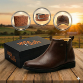 Bota Casual Masculina em Couro ZB - (Palmilha Ortopédica) + Brindes
