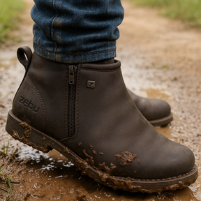 Bota Casual Masculina em Couro ZB - (Palmilha Ortopédica) + Brindes