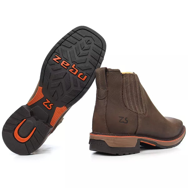 Original Botina Zebu Work Gel Café Couro Rústico 93020: Conforto e Estilo Country