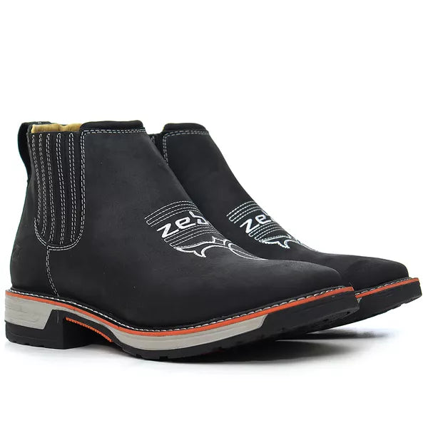 Botina Zebu Original Work Gel Masculina Couro Rustic Preto Conforto e Estilo