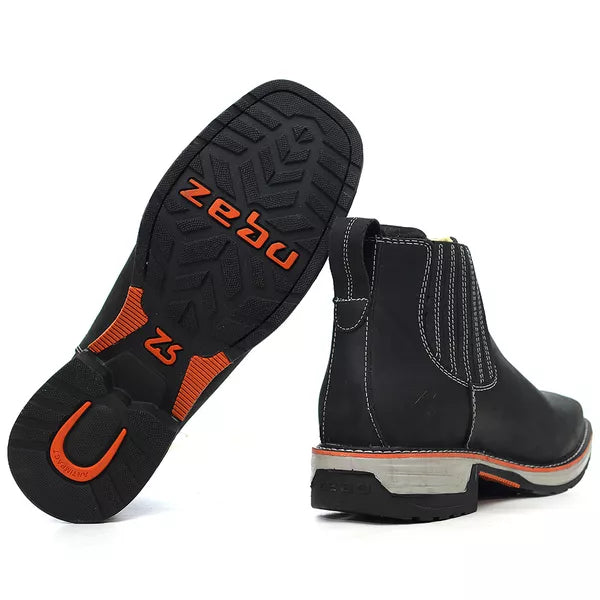 Botina Zebu Original Work Gel Masculina Couro Rustic Preto Conforto e Estilo