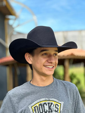 Chapéu Pralana Arena Feltro Preto Unissex, Estilo Country, Lã Premium, Aba 11cm