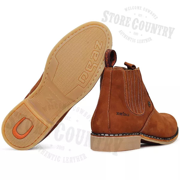 Botina Vira Francesa Zebu Original Nobuck Castor Masculina Confortável Durável Estilo Country